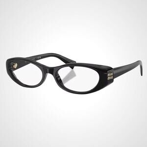 New MIU MIU Eyeglasses Black Oval Glasses 55-18mm Full Rim Rx-able